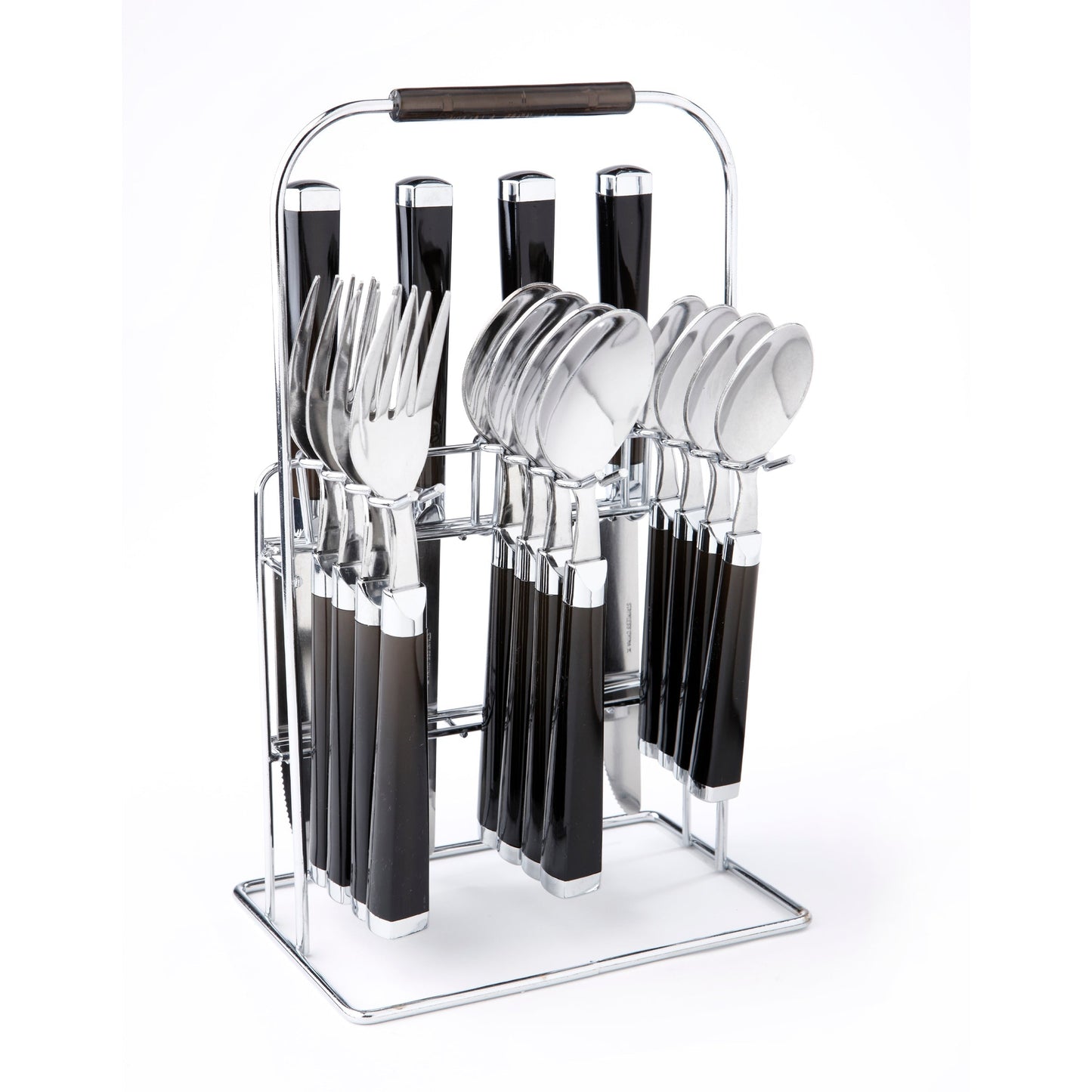 Temptation Black Charcoal Handle 16-Piece Flatware Set