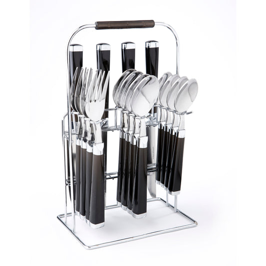 Temptation Black Charcoal Handle 16-Piece Flatware Set