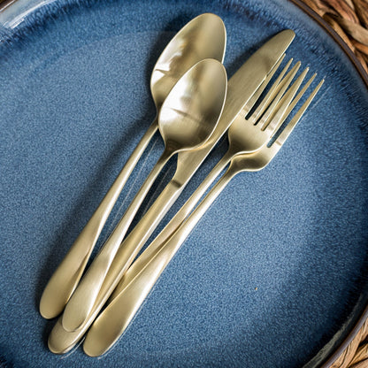 Poet Champagne Satin 20-Piece Flatware Set